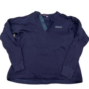Vintage 80s Patagonia capilene henley navy blue shirt size large rare